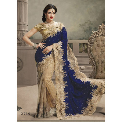 Net and Velvet work Saree